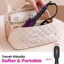 Mini Hair Straightener Brush Travel Size for Women,Dual Voltage Straightening Brush with Ceramic Heated Bristles,Adjustable Temperature&LED Display