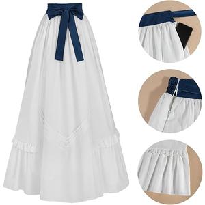 LTAKK Victorian Dress for Women Edwardian Renaissance Costume Medieval Vintage 1800s (Large, White)