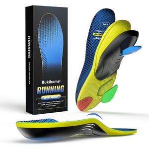 Bukihome Sport Insoles for Men Women - Arch Support Orthotics Inserts - Shock Absorption and Cushioning for Running Walking - Comfortable Insole for Standing All Day - FSA/HSA Eligible (Blue, L)