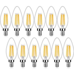 Pack of 11 Dimmable E12 LED Candelabra Bulbs 40Watt Equivalent, 2700K Warm White, 450Lumens, 4W B11 Vintage Chandelier Light Bulbs, LED Filament Clear Glass Candle Lamp for Ceiling Fan Home Decor1