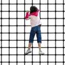 Climbing Cargo Net for Kids & Adults 80" x 139" Nylon Climbing Rope Net No Knots Safety Climbing Ladder Net for Swing Set, Treehouse Bridge, Ninja Obstacle Course, Playground, Backyard Playset Black