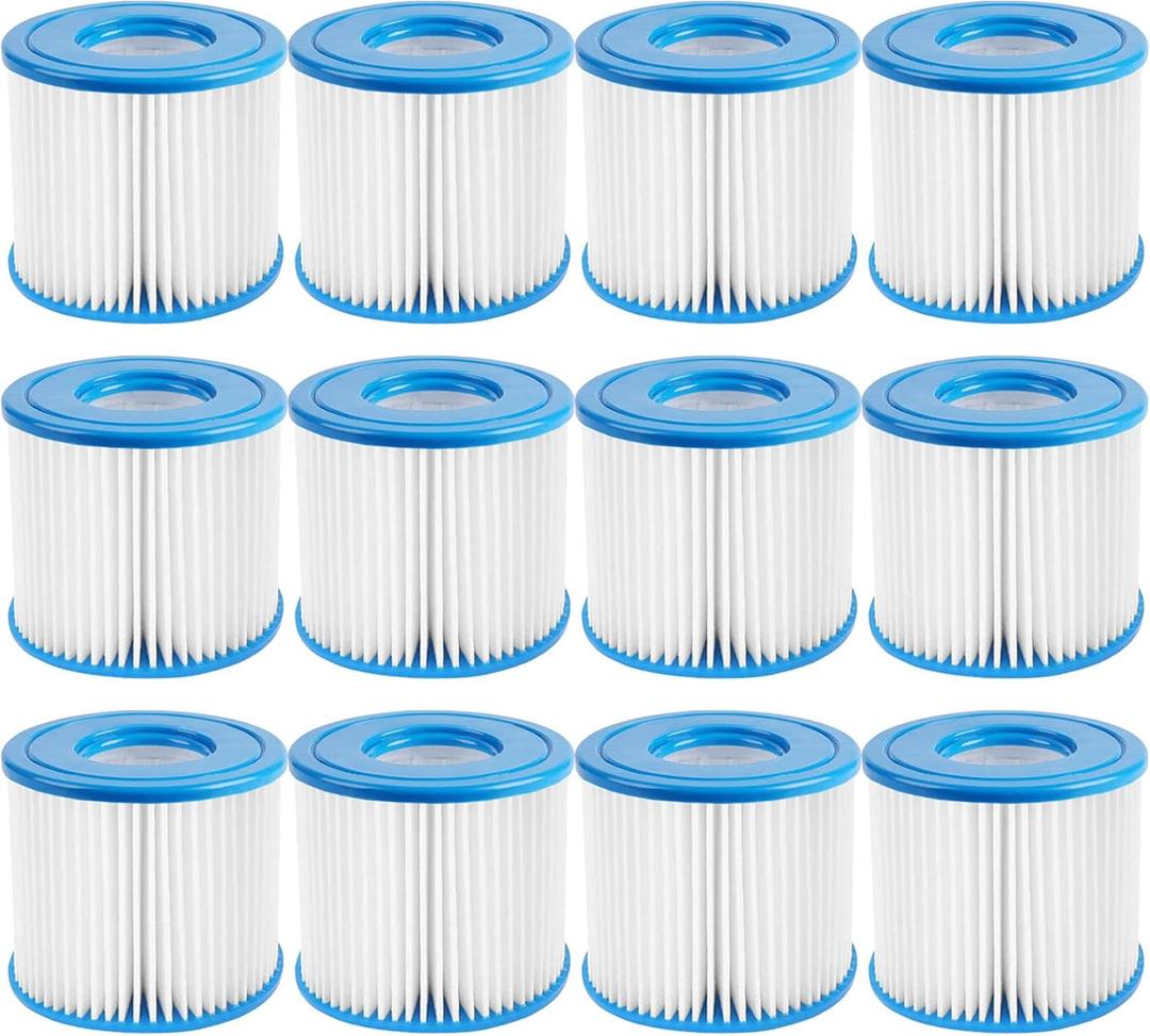 Type D Pool Filter Cartridge Replacement Compatible with Summer Waves P57100102, P57000104, Intex Type D, Summer Escapes Pool Filter, VII Filter, RX600 Above Ground Pools Pool Pump, 12 Pack
