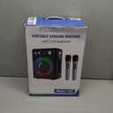 Karaoke Machine, Portable Bluetooth Karaoke Speaker with 2 Wireless Microphones, PA System for Adults Kids with LED Lights & Echo Adjustment, Supports TWS/TF/USB/AUX for Home Party (T03-2 MICS)