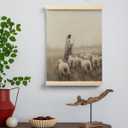 FGFK Christian Jesus Shepherd Wall Art Poster Hanger Frame, Christian Room Decor, Jesus and Lamb Religious Canvas Prints Framed Wall Decor for Home Bedroom Living Room Church, 12x16 Inch