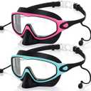 Kids Swim Goggles with Nose Cover Swimming Mask with Ear Plugs UV No Leaking Anti Fog Pool Goggles for Boy Girl 4-10