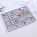 STYLIFING Jewelry Organizer Tray 24 Grids, Jewelry Display Case Stackable Velvet Jewelry Tray Ring Earring Necklace Storage Holder for Women, Grey