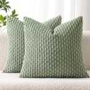 MIULEE Pack of 2 Decorative Throw Pillow Covers 18x18 Inch Soft Boho Striped Textured Corduroy Pillow Covers Spring Modern Farmhouse Home Decor for Couch Bed Sofa Living Room Sage Green