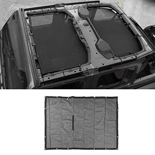 RT-TCZ Sunshade Mesh Top Cover Roof UV Sun Protection for Jeep Wrangler JLU & Gladiator JT 4 Door 2018-2025,Black