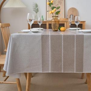 NLMUVW Vinyl Tablecloth with Flannel Backing Rectangle, 100% Waterproof Grey Print PVC Table Cloth Oil Proof Wipe Clean Table Cover for Dining Party Camping Outdoor, 60 X 96 Inch