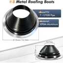 #8 Epdm Metal Roof Vents Roof Pipe Flashing Boot, Flexible Roof Chimney Flashing Roof Jack for Pipe OD 7" to 13", Screws & Hex Socket Included, Black/ 1 Pcs