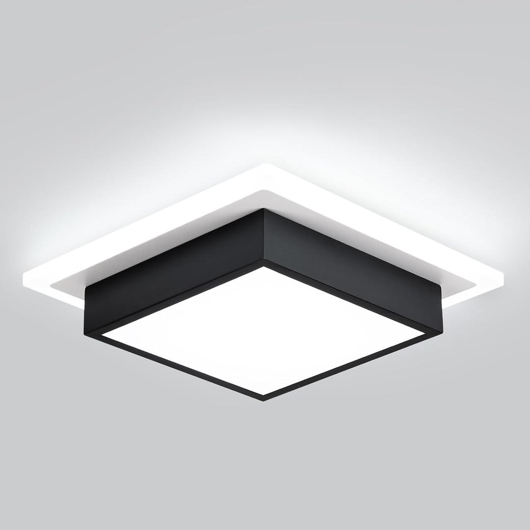 EIDISUNY Modern LED Ceiling Light, Kitchen Ceiling Light, 6000K Cold White Flush Mount Ceiling Lamp, Square Hallway Lighting Fixtures for Living Room Bedroom Bathroom Kitchen