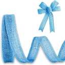 Blue Burlap Ribbon 1/2 inch X 10 Yard Natural Linen Woven Wired Ribbons DIY Handmade Edging Production Wreath Holiday Decoration Gift Ribbon for Gift Wrapping Blue Ribbons