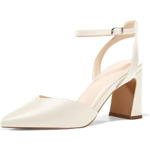 Juliet Holy Womens Closed Toe Heels Chunky Block Heel Ankle Strap Pumps Slingback Heeled Sandals, 7