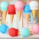 6 Set Large Ice Cream Decoration Ice Cream Paper Lantern Centerpieces for Tables Party Supplies Hanging Ceiling Sign for Summer Theme Birthday Baby Shower Bridal Shower Party Favor