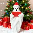 Mtruil Christmas Figurine Cute Funny Figurines with Xmas Hat Read a Book Design Unique Ghost Xmas Indoor Decorations for Christmas Decor Home OfficeTable Bedroom Desktop Display Ornaments 1 PCS