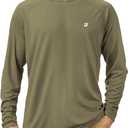 Roadbox UPF 50+ Fishing Shirts for Men, Long Sleeve UV Sun Protection Hoodie, Outdoor Hiking Running Swimming Rash Guard (Medium, No Thumb Hole-khaki)