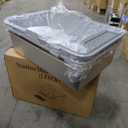 Stainless Steel Cat Litter Box 2-Pack, XL Extra Large Metal Litter Box with Lid for Big Cats, High Sided Design with Scoop & Pedal, Non-Stick, Anti-Leak, Easy to Clean-Light Grey 