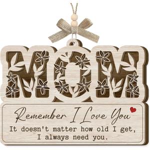 2 x Remember I Love You Mom Ornament 2026 - Mothers Day Birthday Gifts for Mom Stepmom Gigi Nana Grandma, Thank You Mother Gift from Daughter Son, Wooden Ornament for Hanging Decor