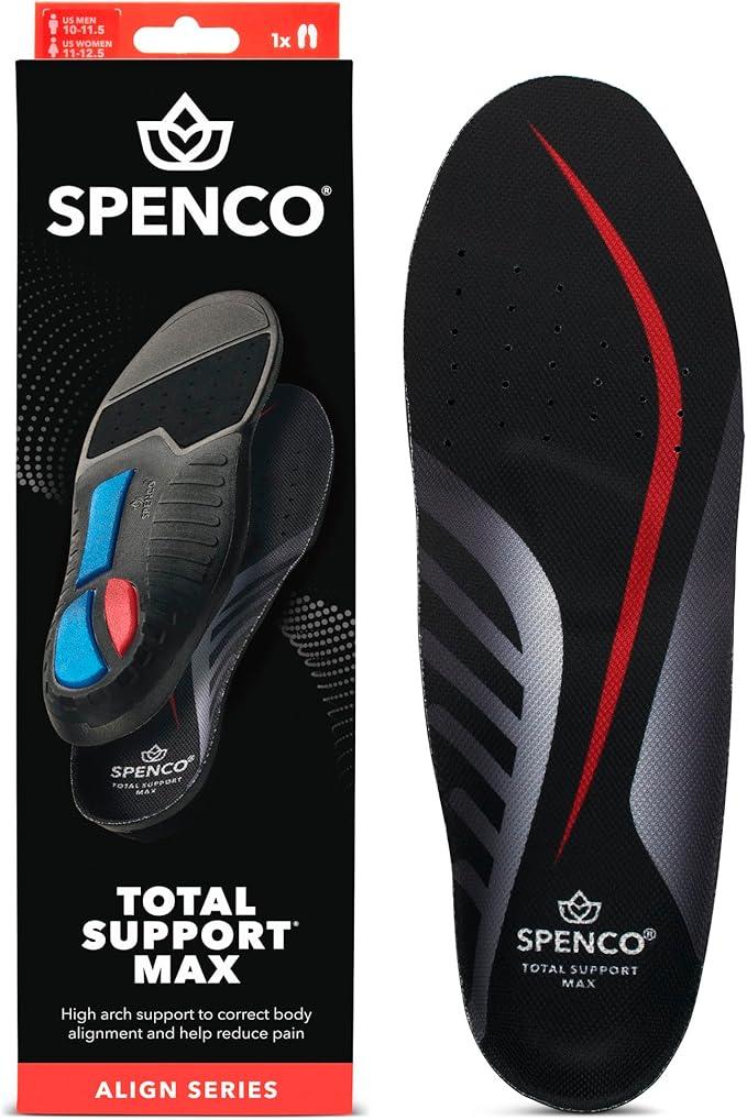 Spenco Total Support Max Shoe Insoles(FSA&HSA Eligible)Orthotic Metatarsal Arch Support Inserts, Absorbs Shock,Reduces OverPronation,Conforms to Foot Contours, Deep Heel Cupping Men's 12