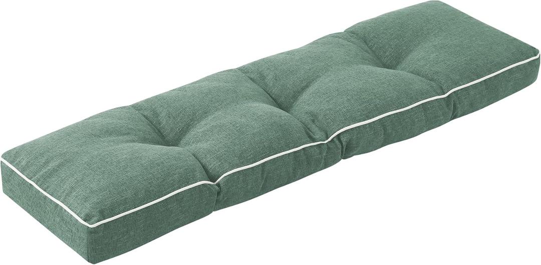 Bench Cushion, 42 x 16 Inch Patio Furniture Cushions with Durable Ties, Soft Memory Foam Bench Cushions for Indoor/Outdoor Furniture with Non-Slip Bottom, Kitchen&Dining, Green