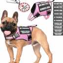 MOOGROU Service Dog Vest Harness+ID Tag+10 Patches,Metal Serivce Dog Tag&Reflective Emotional Support Dog Vest with Handle for Small Dogs,Easy Put On/Off for Training/Walking/Everyday Pink XS