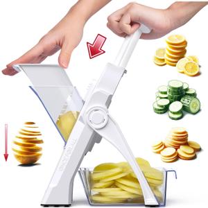 ONCE FOR ALL Safe Vegetable Slicer For Kitchen, Professional Mandoline Slicer For Food Potato Slices, Thickness Adjustable 0.1-8 mm Kitchen Artifact Fast Meal Prep (White)