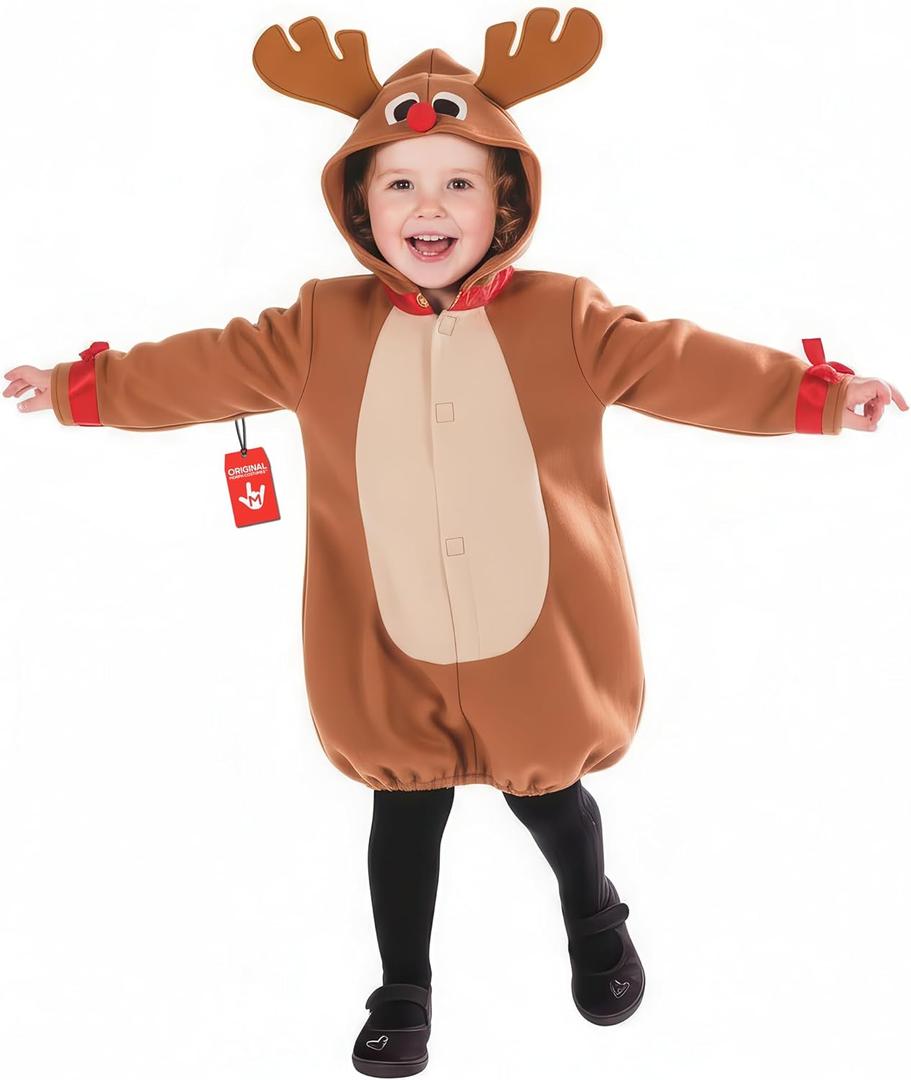 fun shack Toddler Reindeer Costume, Reindeer Costume Kids, Toddler Christmas Costumes, Christmas Costumes for Kids (3-4 Years, Brown)