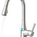 Touchless Kitchen Faucet with Pull Down Sprayer, Adjustable Water Flow, Handle Rotation 270 Degrees & Magnetic Docking Spray, Motion Sensor Kitchen Faucets for Sink 1 or 3 Hole Brushed Nickel (Brushed Nickel (adapter not included))