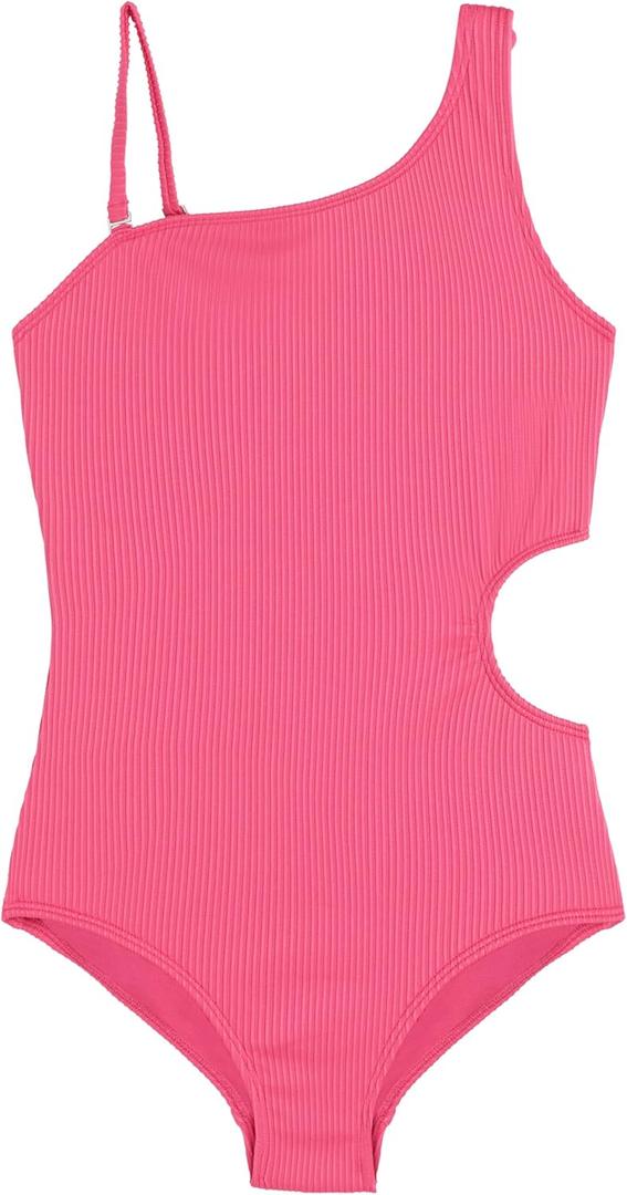 Kanu Surf Girls Cori Beach Sport One Shoulder Side Cut UPF 50 1pc Swimsuit (Pink)