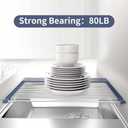 LEMIKKLE 17" x 15" Roll Up Dish Drying Rack Over The Sink Dish Drying Rack,Multi-Purpose Kitchen Rolling Dish Drainer Foldable SUS304 Stainless Steel Dish Drying Rack