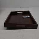 Acacia Wood Serving Tray with Handles, Rustic Wooden Serving Platter for Coffee Table, Ottoman Table, Brown Decorative Organizer for Kitchen Island, 17" x 11" Large Rectangle Centerpiece, 1 Pack