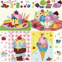 Pajean 24 Sheets Make Your Own Stickers Ice Cream Party Games Mix and Match Dessert Decals Favor Supplies for Girls DIY Ice Cream Stickers Birthday Party Games Decals for Gift Festival Rewards