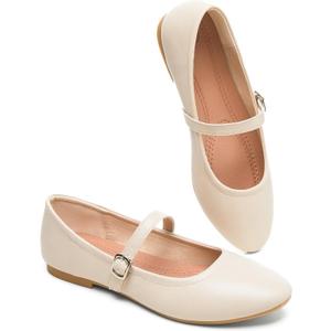 Womens Mary Janes Flats Shoes Ballet Flats Black Dress Shoes,Memory Foam Insole,Soft Synthetic Leather,with Strap