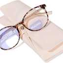 OPTOFENDY Bifocal Reading Glasses for Women, TR90 Round Progressive Clear Top Blue Light Computer Readers with Spring Hinge, Tortoise 2.0