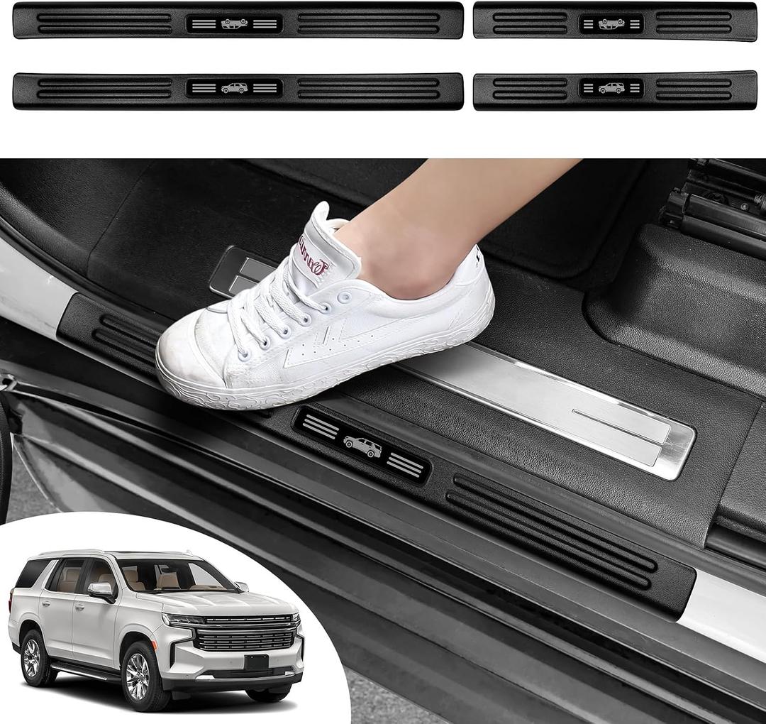 4PCS Car Door Edge Guards Door Sill Protector for Chevy Tahoe & GMC Yukon 2021-2026 Accessories ABS Plastic Material Matte Black Car Door Threshold Protection
