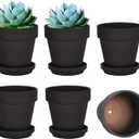 vensovo Black Terracotta & Clay Pots with Saucer - 6 Pack 5 Inch Terra Cotta Pot Ceramic Pottery Planter Cactus Flowerpots Drainage Hole, Great for Plants, Crafts and Wedding Favor