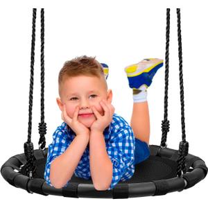 Sorbus Saucer Tree Swing - Kids Outdoor Disc Round Swing - 24" Heavy Duty 220lbs Seat - Easy Install Flying Saucer Web Circle Swing - Perfect for Gift, Playground, Backyard, Indoor/Outdoor Tire Swing