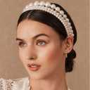 Aimimer Ivory Pearl Tiara Crown Pack of 3 Vintage Large Pearl Hair Hoop for Wedding Prom Party Hair Jewelry
