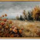 KISSFOX Vintage Framed Wall Art Decor Modern Farmhouse Fall Landscape Pictures Paintings Wall Decor Rustic Autumn Leaves Canvas Art Prints Nature Countryside Artwork For Bedroom Kitchen Living Room (16x24 in)