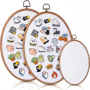 Yalikop Pin Display Board Fabric Enamel Pin Boards Wall Hanging Brooch Earrings Necklace Jewelry Holder Organizer Display Storage for Home and Holiday(White,11.4" X 8.6",2)