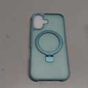 Magnetic Compatible with iPhone 16 Case with Stand [Military Grade Drop Tested][Compatible with Magnet] Ring Translucent Slim Hard Back Soft Edge, Teal Green