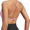 SUUKSESS Women 2 Piece Open Back Sports Bra Pack Strappy Workout Gym Yoga Crops (S)