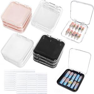 12 Pcs Press on Nail Packaging Box Press on Nail Storage Box for Press Ons with 60 Pcs Adhesive Double Sided Tape Acrylic Fake Nail Display Box False Nail Organizer Case for Home Salon Use (4 Color)