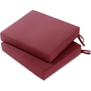 Tromlycs Outdoor Chair Cushions Set of 2 Patio Pads for Furniture Waterproof 18.5x16 Inch Rectangle Seat with Ties, Burgundy Maroon (18.5" x 16" Rectangle 2Pcs)