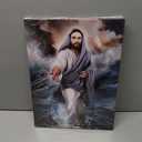 1Pcs Framed Jesus Walking On Water Wall Art Religious Christian Poster Print Inspirational Bible Canvas Artwork For Living Room Or Gallery Display Home Decor 12x16 Inch Ready To Hang