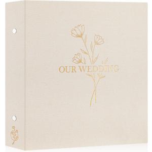 Lanpn Wedding Photo Album 4x6 1000 Pocket Photos Slip in, Linen Cover Large Capacity Newlywed Marriage Album Hold 1000 Horizontal Vertical Photos (Flower, Beige)