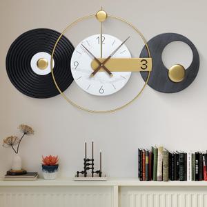 36x20 Inches Modern Wall Clocks Battery Operated, Silent Non-Ticking Analog Decorative Clock for Living Room, Kitchen, Bedroom, Home & Office Decor (Black/White/Glod)