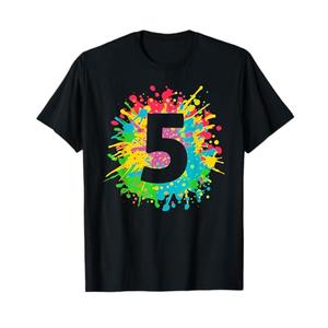5th Birthday paint splashes T-shirt for kids, girls, boys. T-Shirt, XS