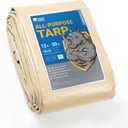 GUARD SHIELD Beige Tarp Heavy Duty Waterproof 12x20 Feet Outdoor Poly Tarps Cover Thick UV Resistant Canopy Tarpaulin with Grommets 10mil
