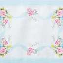 Newbridge Cottage Rose Fabric Placemats, 13 x 19 Inch, Easy Care Wrinkle and Stain Resistant Blue and Pink Floral Set of 4 Placemats for Indoor Outdoor Party Dining (Multi Color)